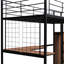 Lit mezzanine simple en métal avec bureau et grille en noir. Cadre. Espace et garde-robe. Fonction polyvalente pour jouer au travail. Rehausse le décor de la pièce. Matelas non fourni avec grille de taille noire. Le cadre s'adapte à tous les espaces-1849566837-1849566836