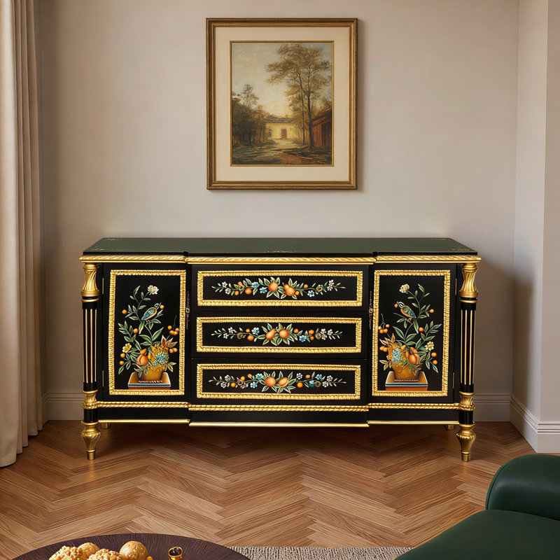 Table buffet en bois massif de 63,78 po Moonya