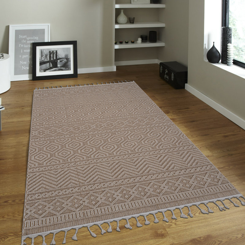 GUROS Collection, Stylish And Stain Resistant Area Rug For Home & Kitchen Decor, 22700A-MOCHA, Rectangle 4' x 6'2'' 