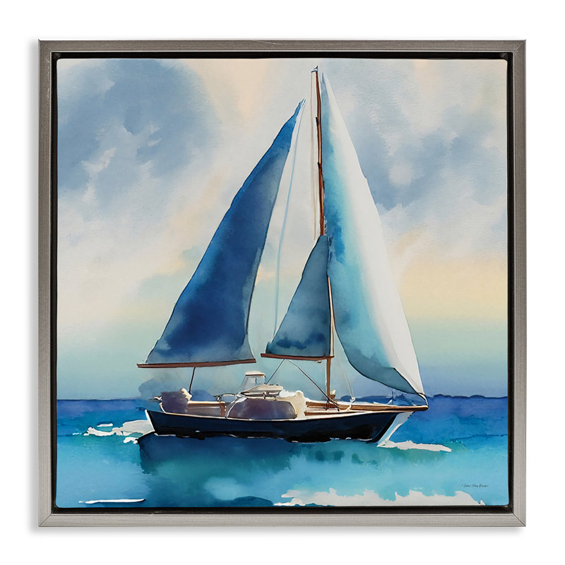 Art mural sur toile flottant de style aquarelle par Yass Naffas Designs, Cadre flottant gris lustré, H 25 po x l 25 po