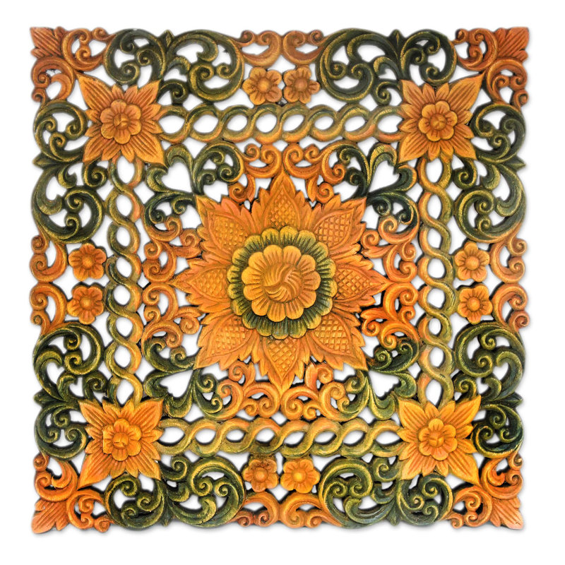 Handmade Boho Plants & Flowers Wall Decor on Solid Wood