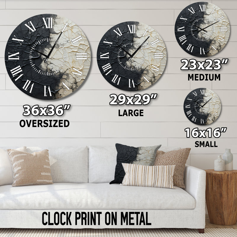 Horloge murale abstraite blanche et noire, Médium
