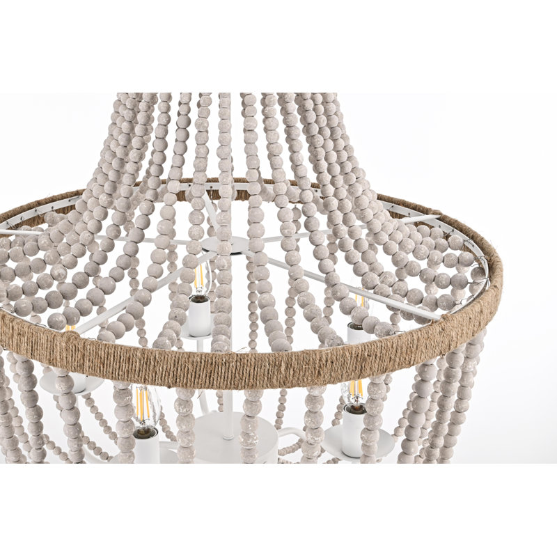 Luminaire suspendu perlé Hudson , Blanc antique
