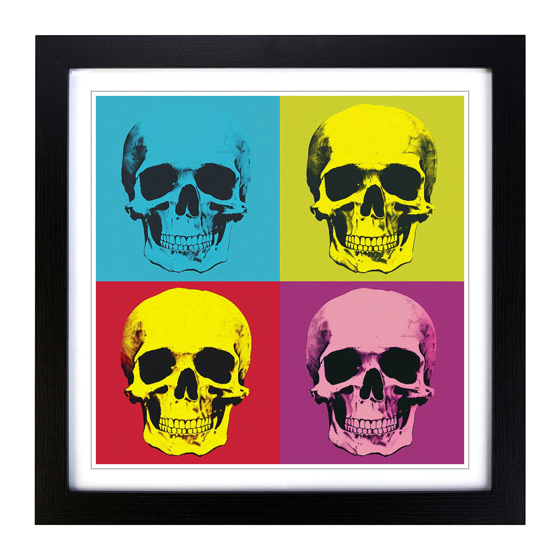 Skull Pop Art - Framed Print, Black