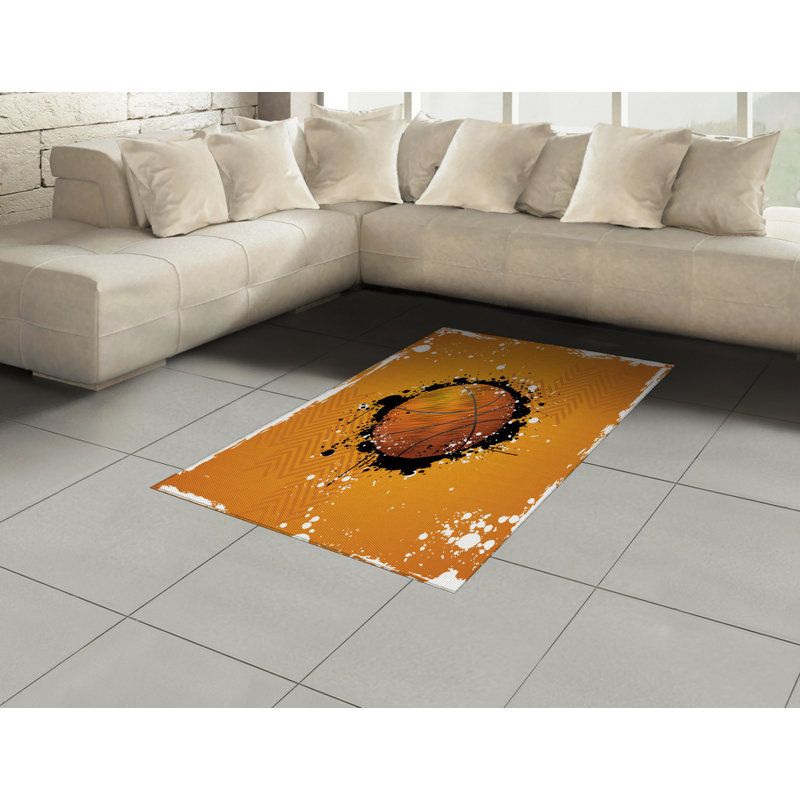 Tapis décoratif à fibres longues haute densité en polyester et coton de couleur orange, Rectangle— 4 pi x 5 pi 8 po