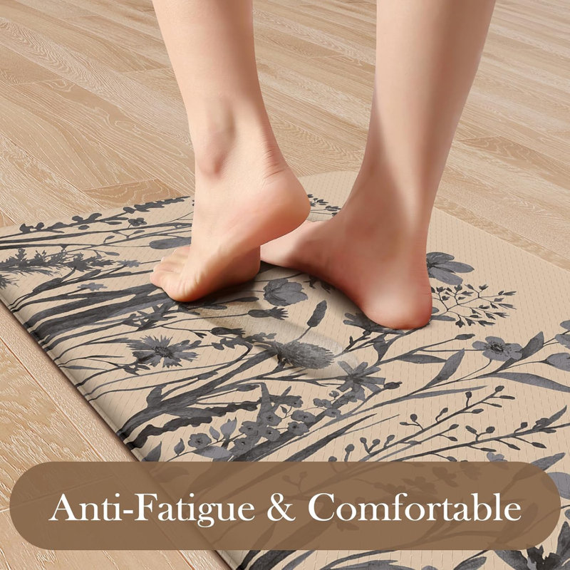 Anti Fatigue Kitchen Mats For Floor, Farmhouse Kitchen Rugs Sets Of 2, Cushioned Kitchen Floor Mats, Comfort Standing Mat For Sink, Laundry, Office
