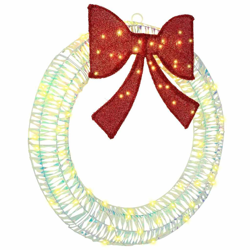 vidaXL Wreath with 80 LEDs PET, Warm White, 90cm H x 90cm W x 9cm D