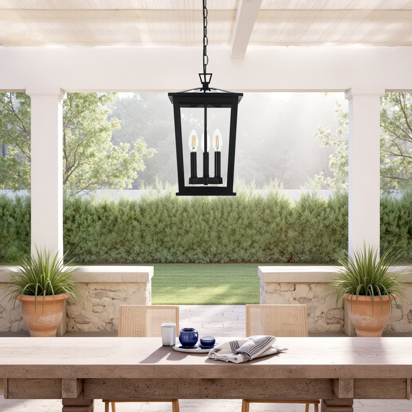 Deidra 9.5 Inch Outdoor Pendant in Black