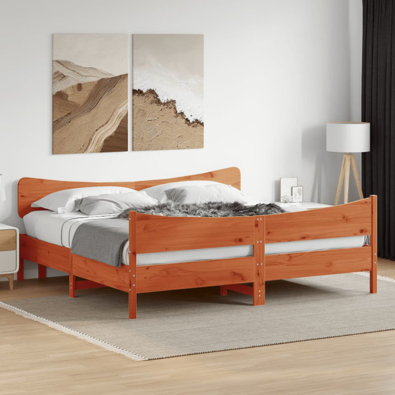 Rosalinde Solid Wood Bed, Wax Brown, Small Single (2'6)