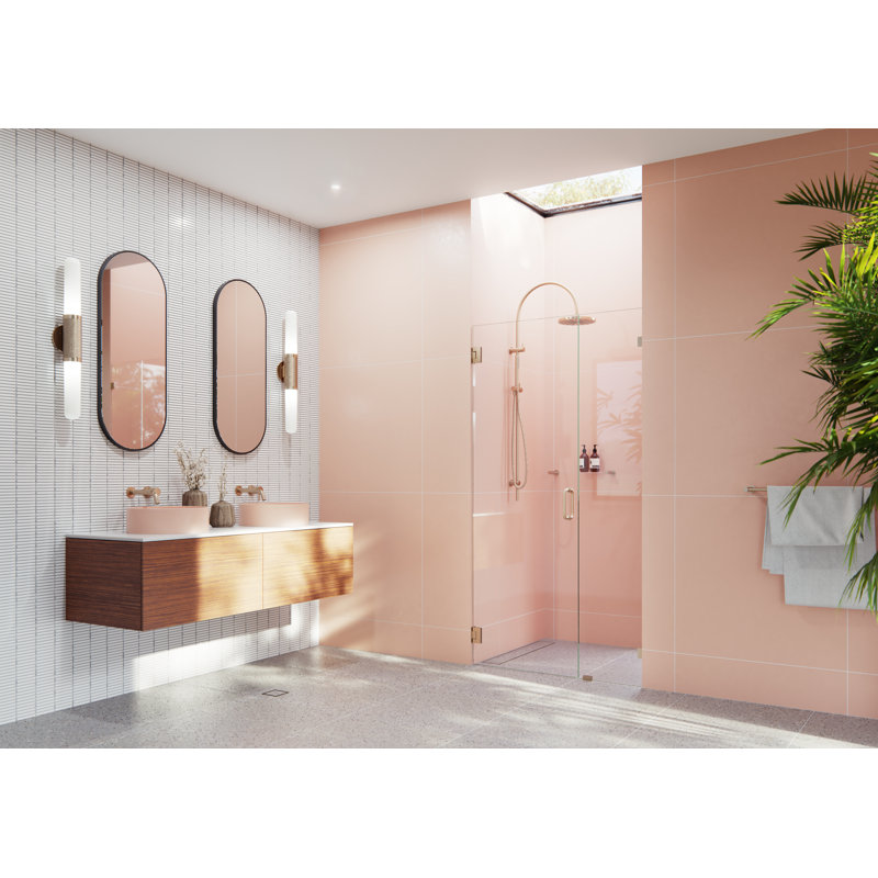 Illume 40.25 in. x 78 in. Fully Frameless Wall Hinge Shower Door, Brushed Bronze