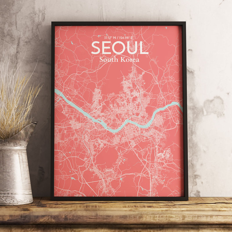 Seoul City Map - No Frame Print, 43.2cm H x 27.9cm W x 0.1cm D