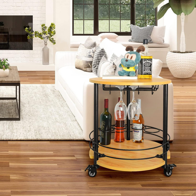 19.68'' W Double removable coffee round table with hook and bottle holder