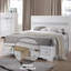 Grand lit plateforme avec rangement en bois d'hévéa sans sommier blanc pour chambre d'amis