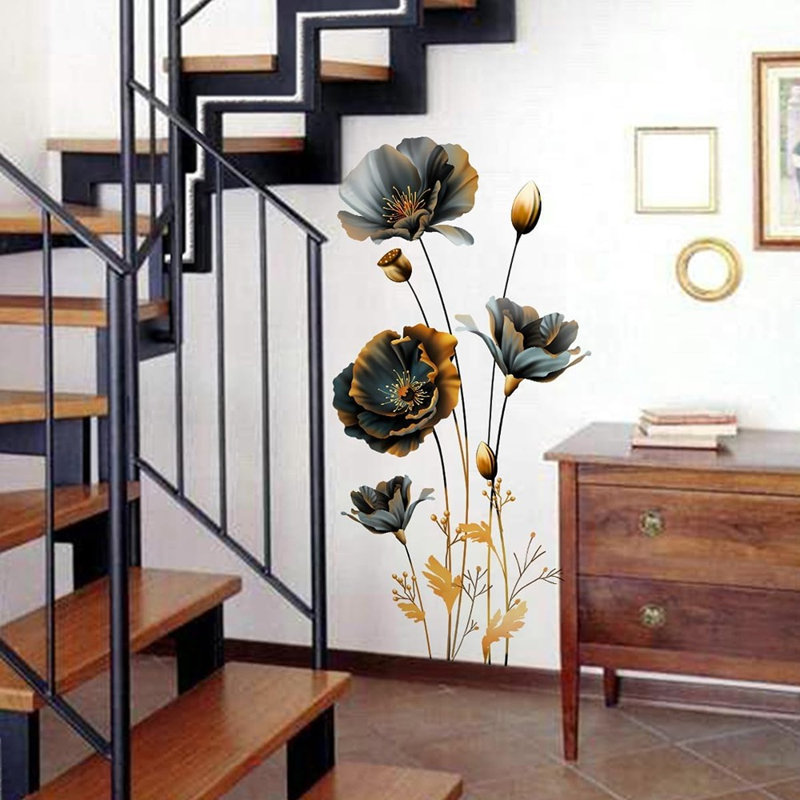 Autocollants muraux modernes à motif floral multicolore amovible