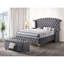 Banc de rangement relevable gris pour chambre à coucher - Velours confortable et fonctionnel pour un espace spacieux et élégant