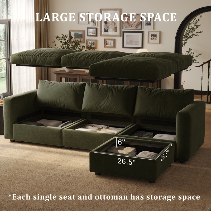 Canapé modulaire 70 po avec rangement Bess, Green