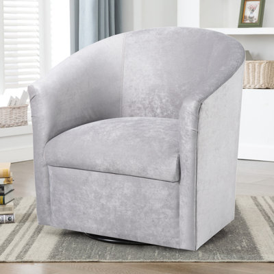 Fauteuil pivotant argenté - modèle 360 places, revêtement durable, sans assemblage, coussin moelleux, densité de mousse 1,9, H 18 po, l 20,5 po, P 22,75 po, bras argenté 27 po, hauteur de produit en microfibre de tissu de 30 po
