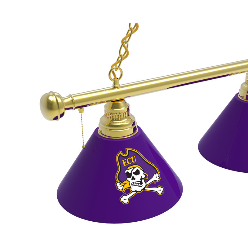 3 - Light Pool Table Lights Pendant, Brass, East Carolina Pirates