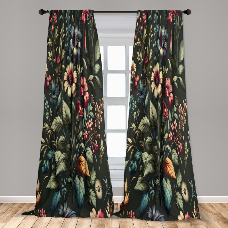 Ensemble de 4 rideaux Ambesonne Floral, L 56 po x L 95 po