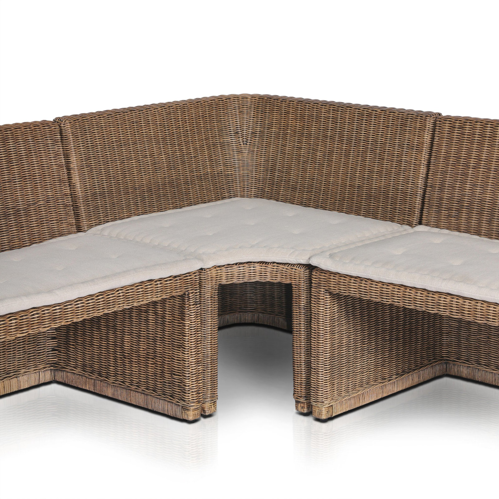 Senna 83" Woven Dining Banquette, Right Hand Facing, 32.5"H x 121.75" W x 83.25" D