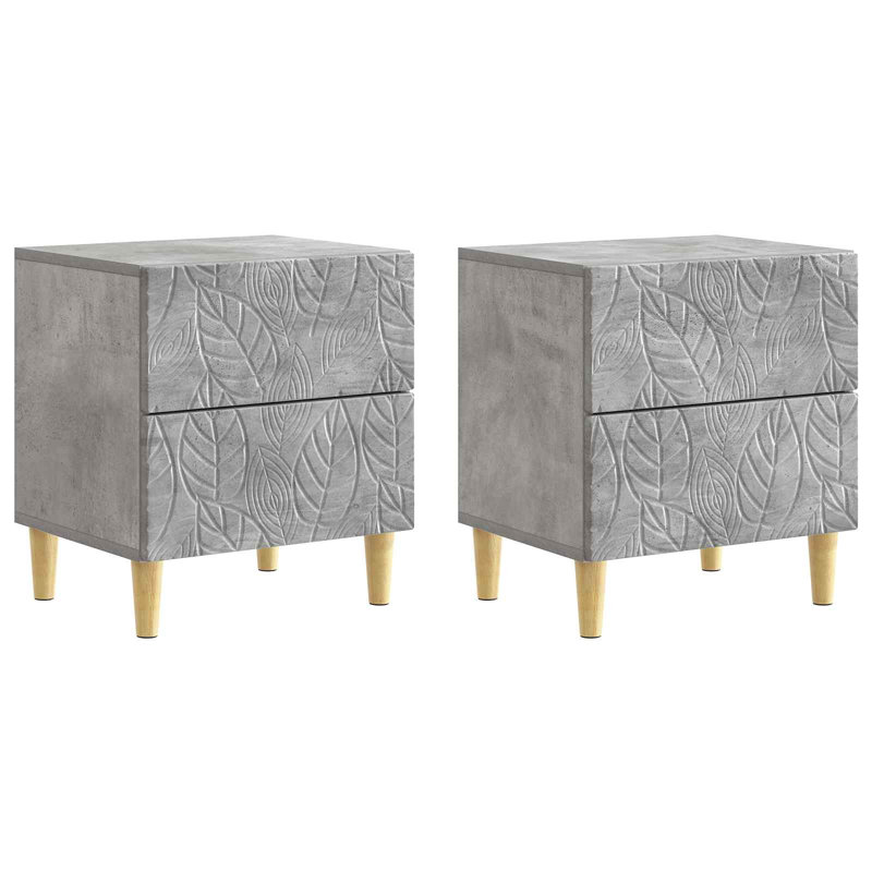 43cm W Composite Bedside Table, Concrete Grey