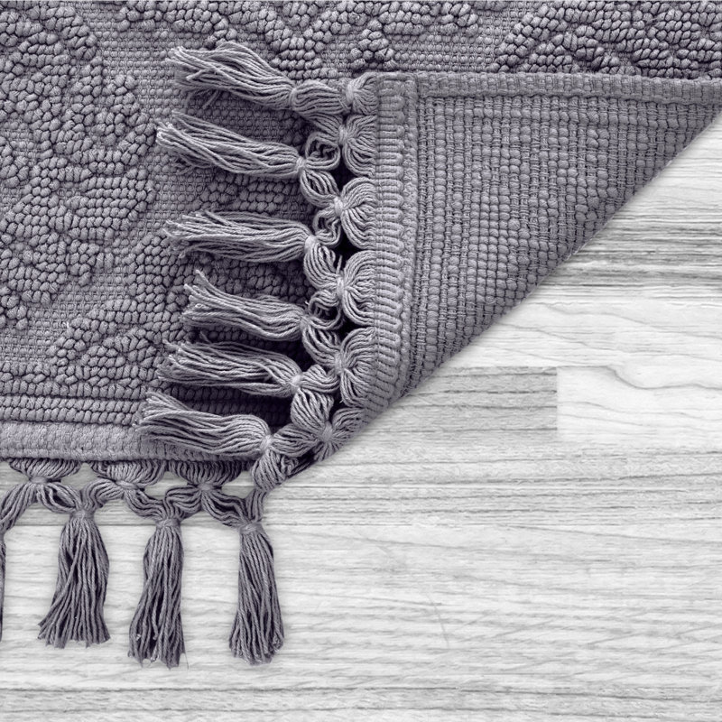 Ricardo 100% Cotton Bath Rug, Dark Gray, 21" W x 41" L