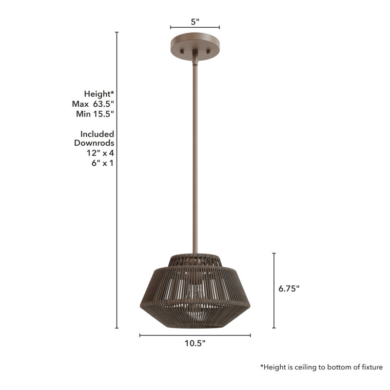 Sable Rattan Mini Pendant Light with Glass Shade