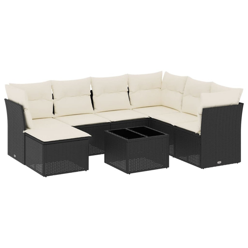 Ensemble de canapé de jardin Vidaxl noir, blanc crème