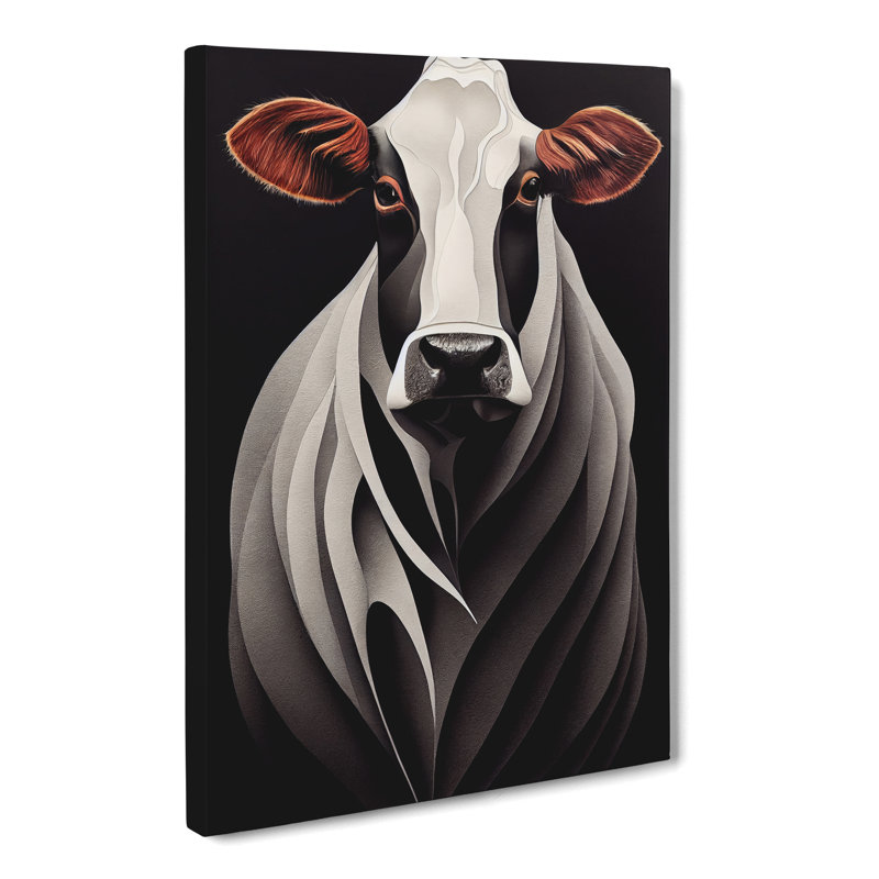 Modern Cow Design - Wrapped Canvas, 50cm H x 35cm W x 3cm D