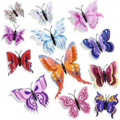 24 pièces de décoration murale papillon 3D Boho