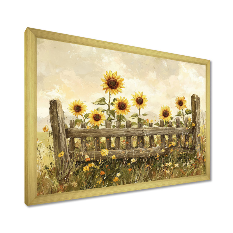 Dontre - Art mural floral, Reproduction encadrée d'une seule photo, H 34 po x l 44 po, Doré