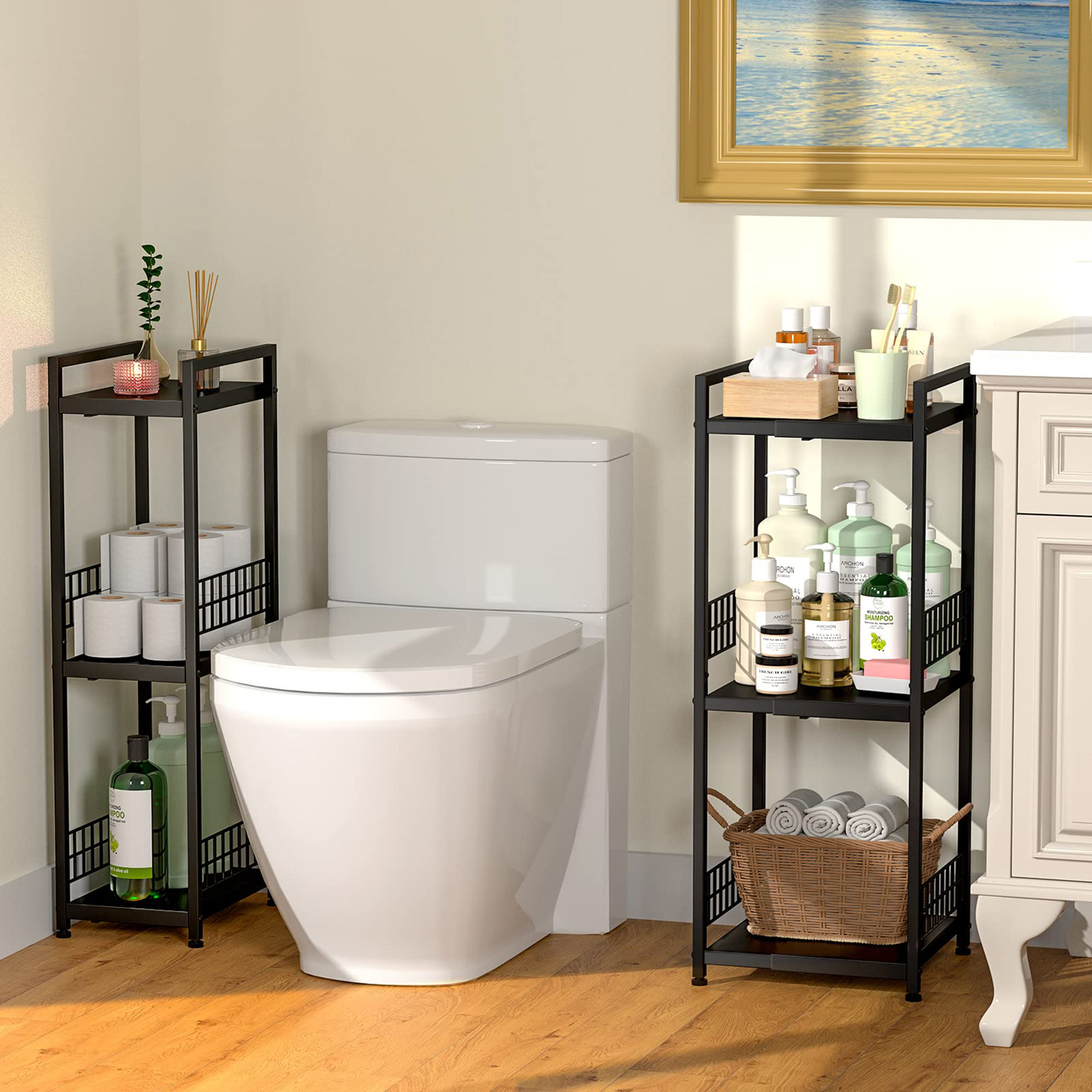 Rebrilliant 3 Tier Metal Shelving Unit for Bathroom Storage Organizer