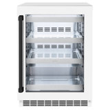 ZLINE Autograph Edition 24 in. Touchstone Beverage Fridge W/ White Matte Glass Door & Matte Black Handle (RBSOZ-WM-24-MB)
