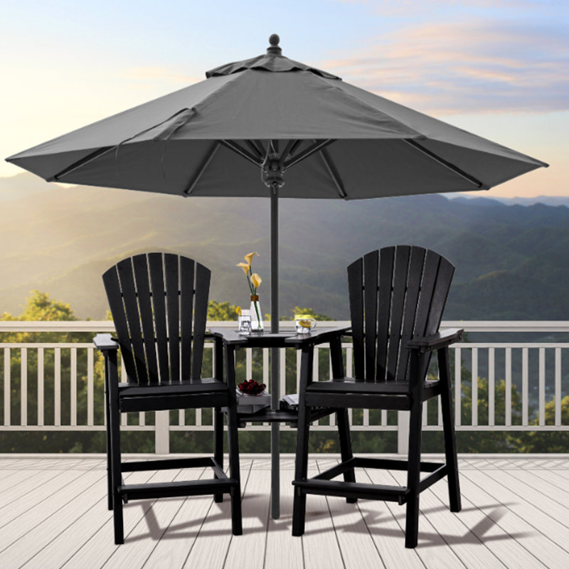 Maybeck 2-Piece Outdoor Adirondack Chair With Table, Black