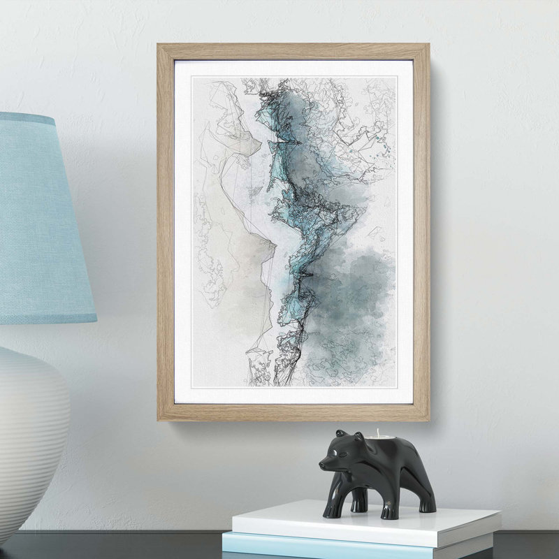 Waves upon the Beach in Abstract - Picture Frame Graphic Art Print, 76cm H x 50cm W x 2cm D, Oak