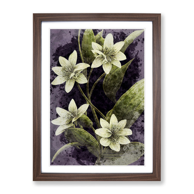 Flowers Water No.1 1 Piece Single Picture Frame Wall Art, 64cm H x 46cm W x 2cm D, Walnut