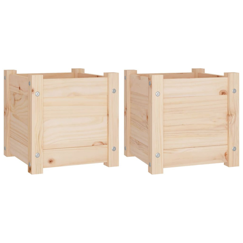 Boîte à fleurs en bois pour l'extérieur, H 12,2 po x l 12,2 po x P 12,2 po, Naturel, 2