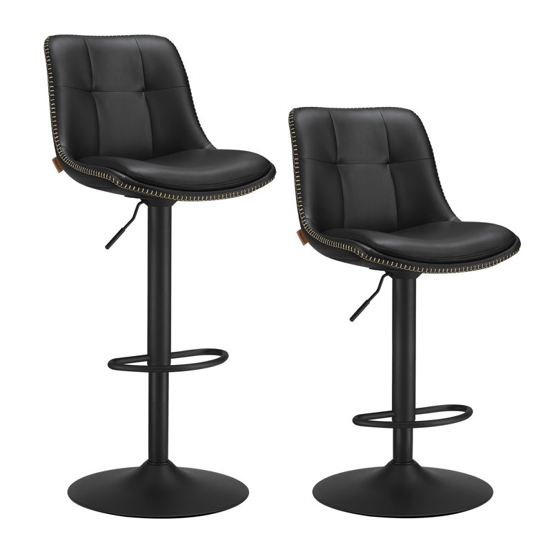  Height Adjustable Swivel Kitchen Stools, Ink Black