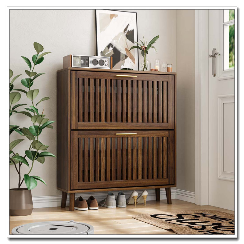 Armoire à chaussures 23,6 po en noyer, H 36,4 po x l 31,5 po x P 9,5 po