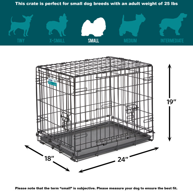 Black Rolling Metal Dog Crate with Divider Panel