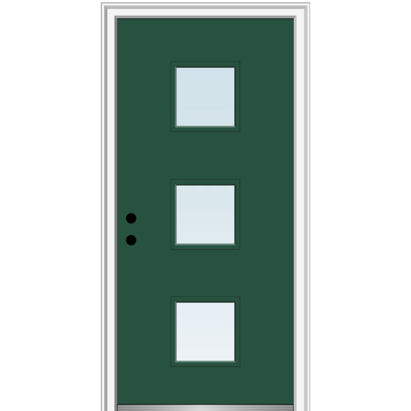 Porte d'entrée pré-suspendue en acier Spotlight, H 80 po x l 36 po x P 1,75po, S'ouvre à gauche vers l'intérieur