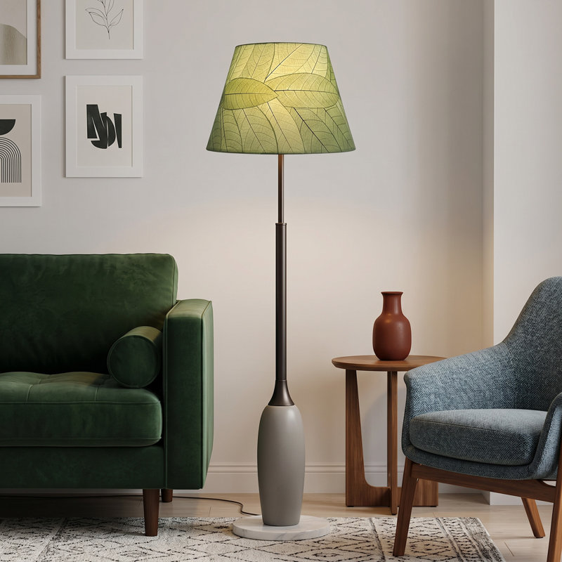 Abat-jour tambour Real Leaf en rouge / bleu / rose, H 11 po x l 16 po x P 16 po, Vert