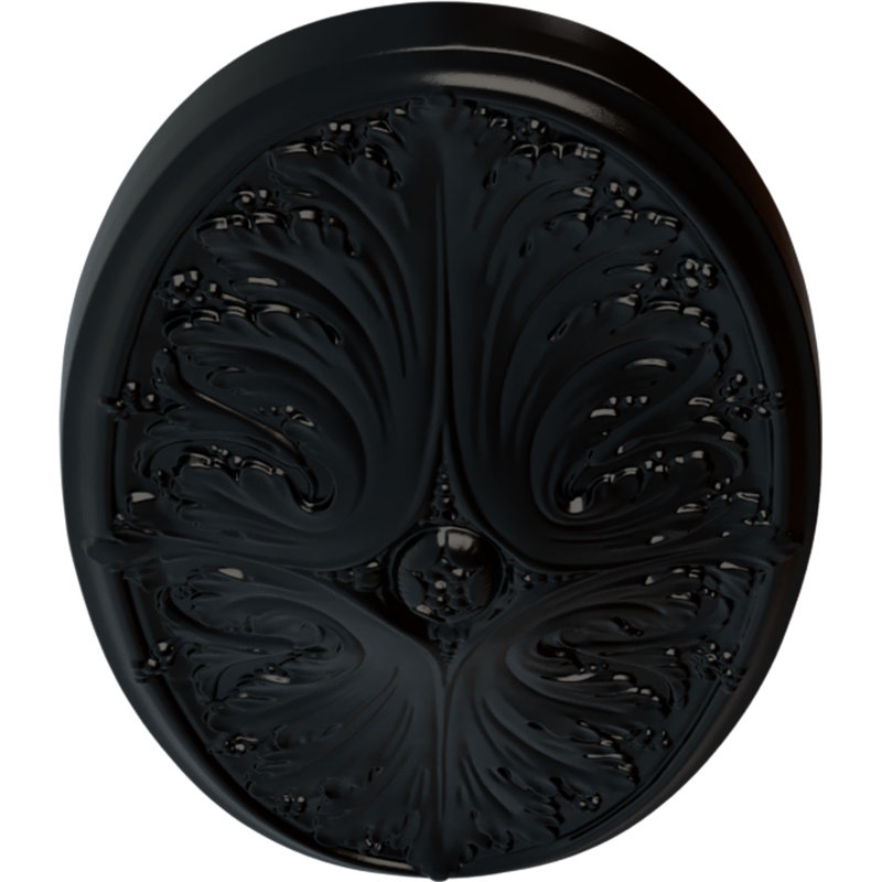 Médaillon de plafond Endurathane Christopher, DE 26 5/8 po x P 2 1/4 po, fini givré peint à la main, Noir de jais