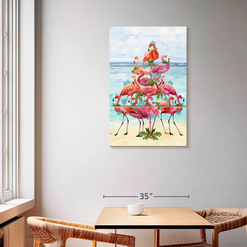 Brampt Coastal Christmas Flamingos II, 57" H x 36" W