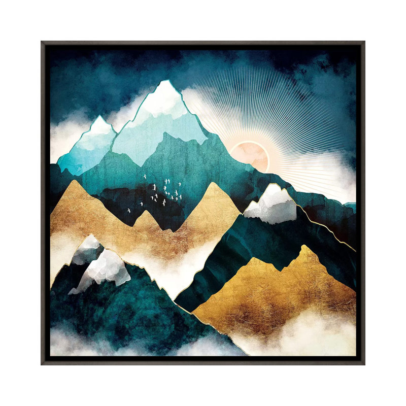 Jour - reproduction d'art graphique, Aucun mat, H 18 po x l 18 po x 1,5 po, Toile avec cadre gris