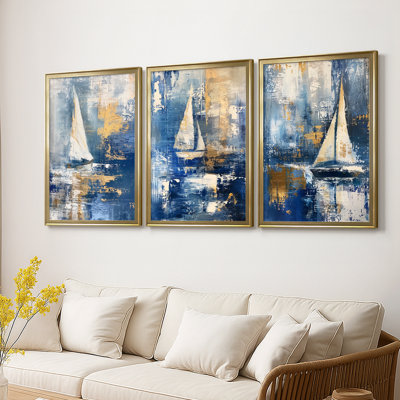 NAUTICAL Series CLXXXVI - Toile tendue avec châssis sur mesure - 3 pièces