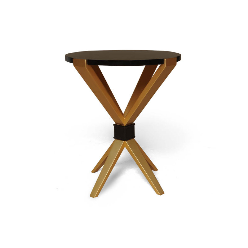 Amyrikal Cross Legs End Table, Dark Brown