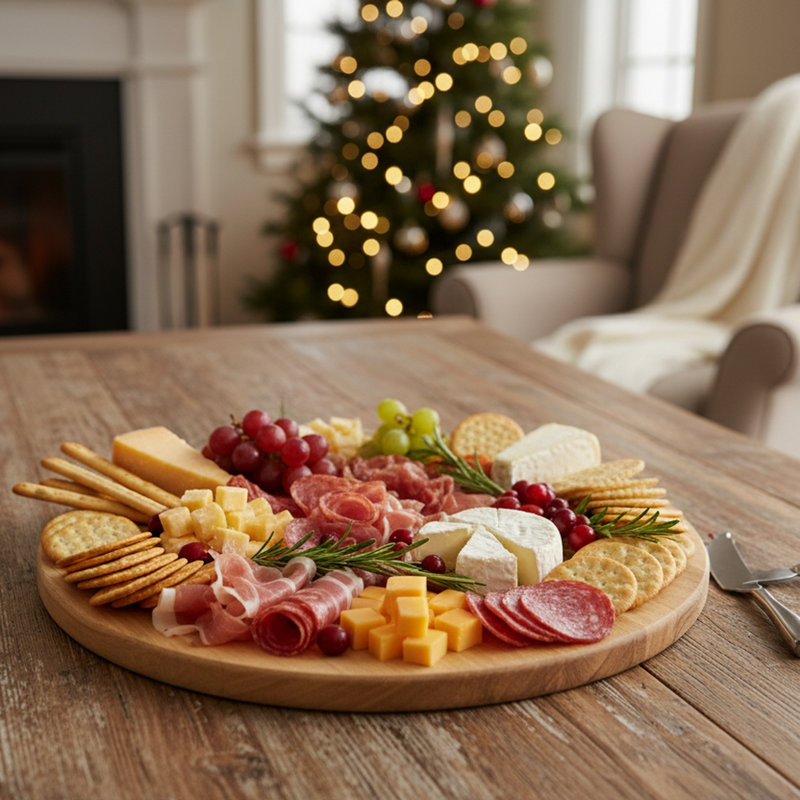 Plateau de service en acacia, Père Noël