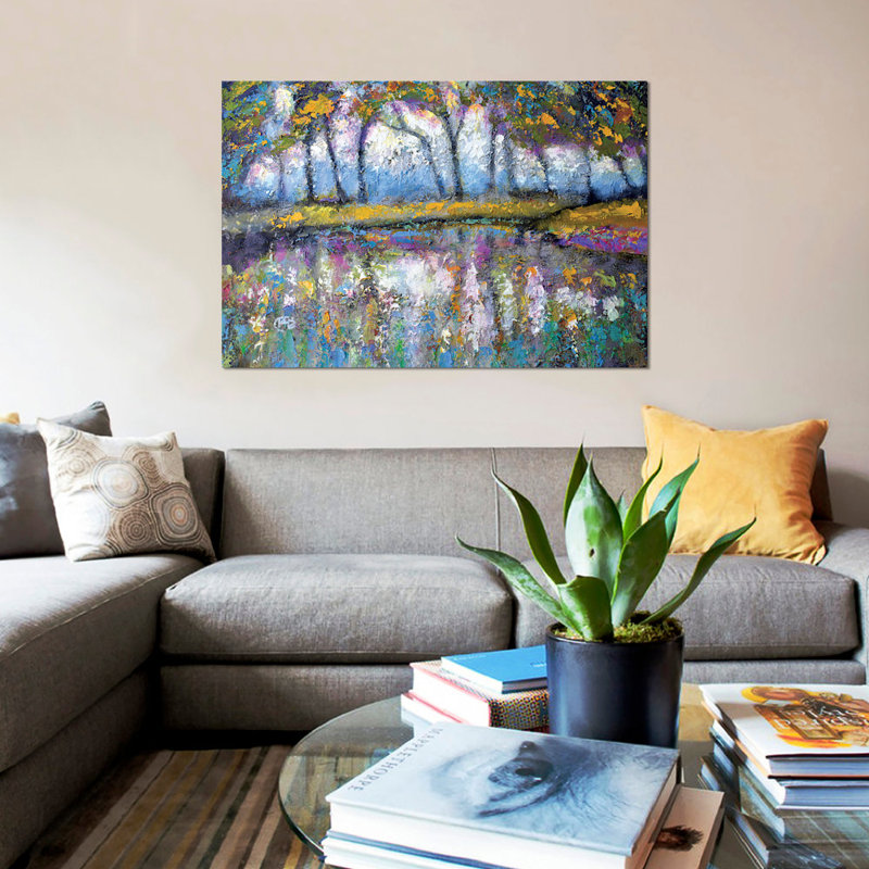 « pond color », impression sur toile, H 18 po x l 26 po x P 1,5 po, Toile tendue, Pas de tapis