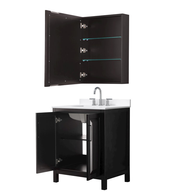 Daria 30'' W Vanity, Brown, Polished Chrome, Giotto Quartz